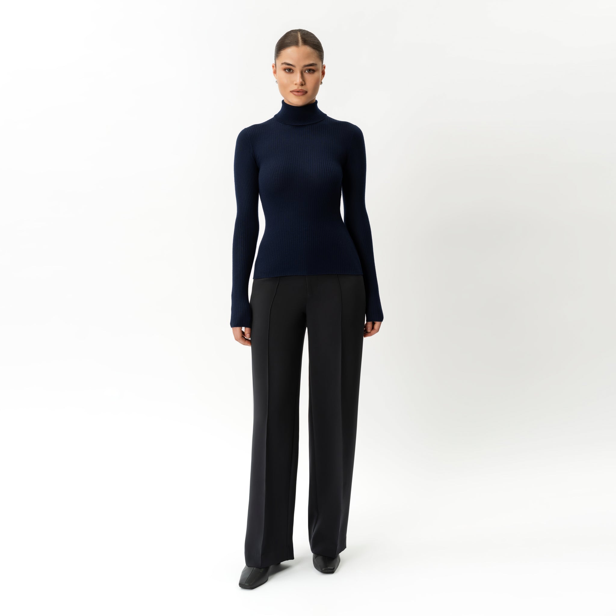 Merino Wool Ribbed Turtleneck - Ninepine