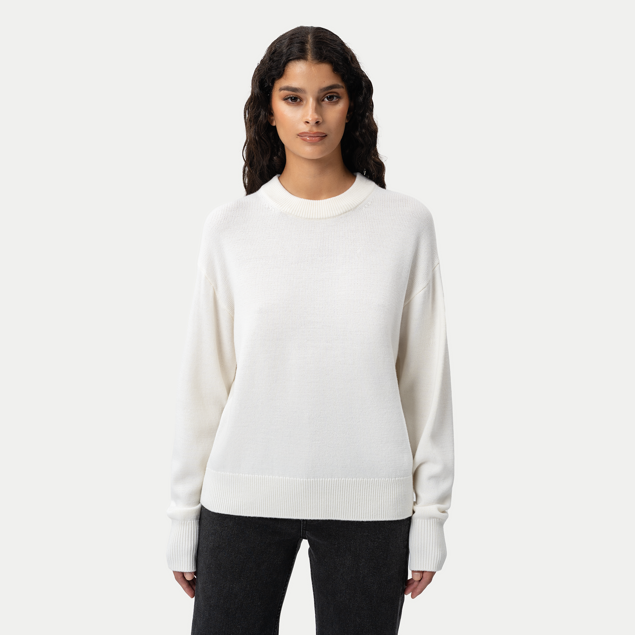 Lambswool Crewneck Sweater - Off White - Ninepine