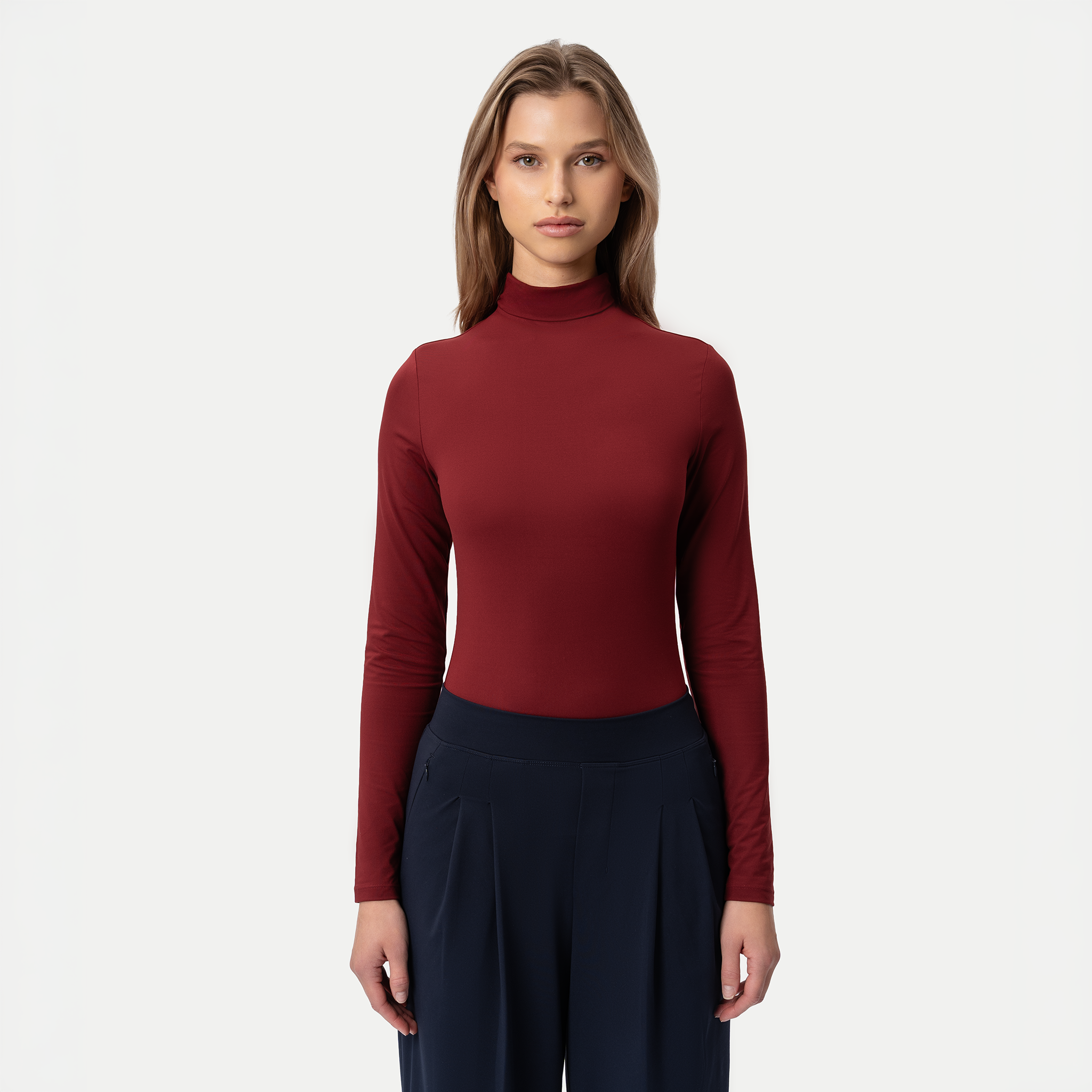 Soft Turtleneck Long-sleeve Burgundy
